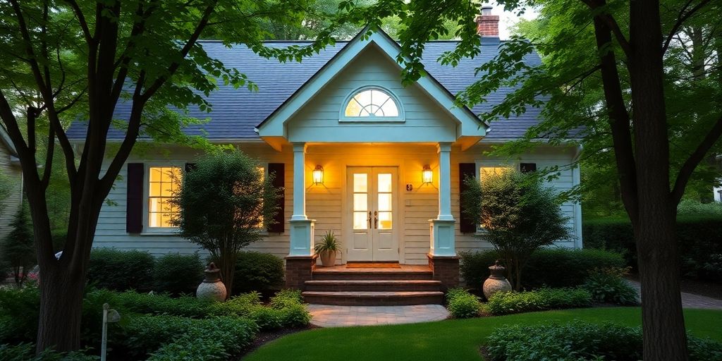 Maison secondaire entourée de verdure et lumineuse.